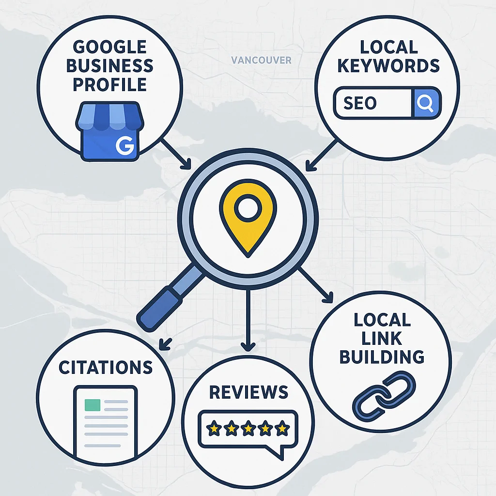 SEO Company Vancouver: Proven Strategies for Local Rankings seo-company-vancouver-proven-strategies-local-rankings Boost your Vancouver business's online visibility with an expert SEO company. Discover proven local ranking strategies, from Google Business Profile optimization to hyper-local content, to dominate the local search results. {{IMAGE_PROMPT: A professional, sleek graphic of Vancouver's cityscape with abstract digital marketing elements overlaid, symbolizing SEO. A magnifying glass hovers over a map pin on Vancouver, representing local search. The color scheme is modern and inviting.}}